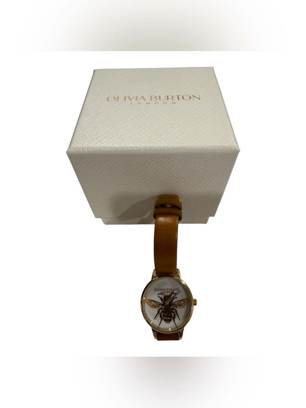 OLIVIA BURTON Gold Case Watch with Tan Leather Strap